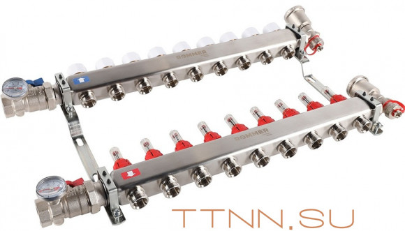 Для отопления Rommer 1"/3/4"x9 с расходомерами (RMS-1210-000009) Для отопления Rommer 1"/3/4"x9 с расходомерами (RMS-1210-000009)