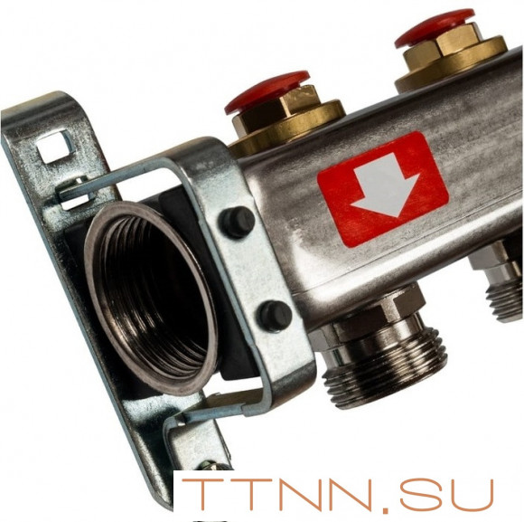 Коллектор с запорными клапанами STOUT SMS-0932-000002; с клапаном выпуска воздуха и сливом Коллектор с запорными клапанами STOUT SMS-0932-000002; с клапаном выпуска воздуха и сливом