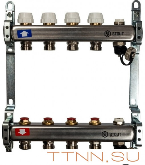 Коллектор с запорными клапанами STOUT SMS-0932-000004 Коллектор с запорными клапанами STOUT SMS-0932-000004