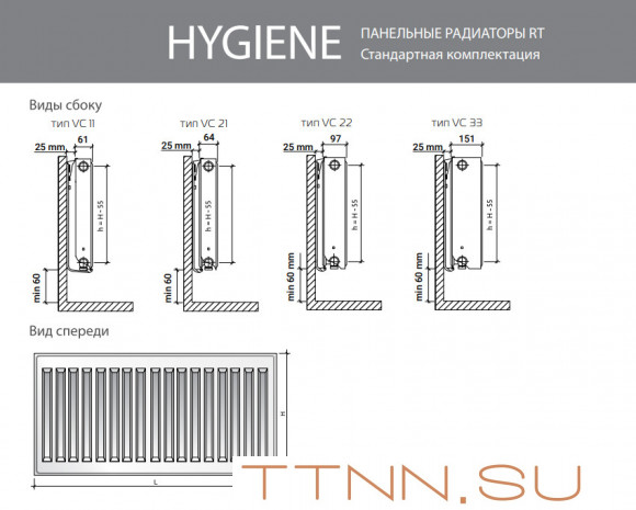 Стальной панельный радиатор Тип 10 Royal Thermo HYGIENE 10-300-1100