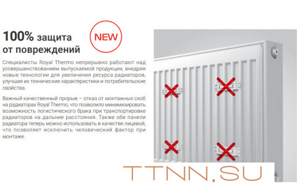 Стальной панельный радиатор Тип 10 Royal Thermo HYGIENE 10-300-1100