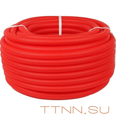 Защита труб диаметром 14-18 мм STOUT Труба гофрированная ПНД 20 мм (бухта 50м) красная