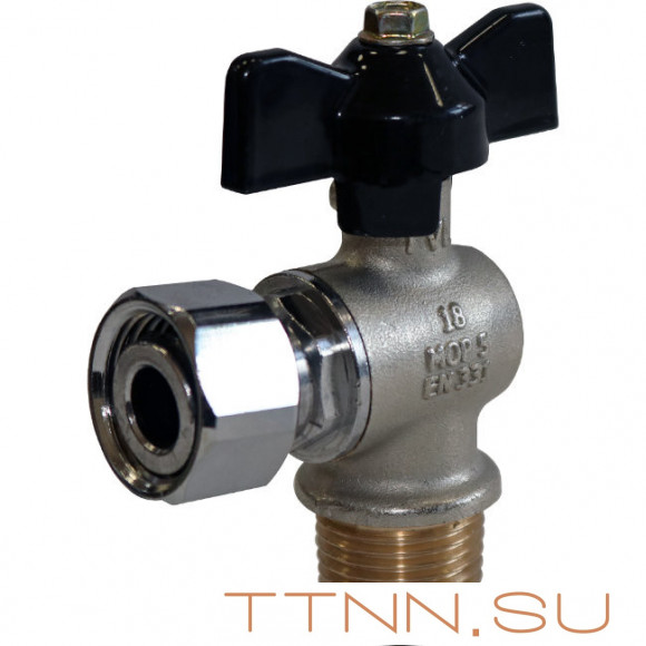 Кран шаровой угловой с накидной гайкой наружная резьба STOUT 1/2"х1/2" SVB-0010-000015