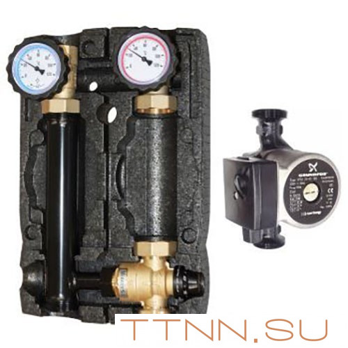 Насосная группа HOOBS DN25, с термосмесителем, с насосом UPSO25-65 (20°С…..45°С)