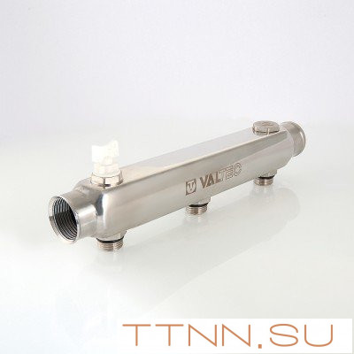 Коллектор из нержавеющей стали Valtec 100 мм, 1"х 6 выхода 1/2" VTc.510.SS.060406 Коллектор из нержавеющей стали Valtec 100 мм, 1"х 6 выхода 1/2" VTc.510.SS.060406