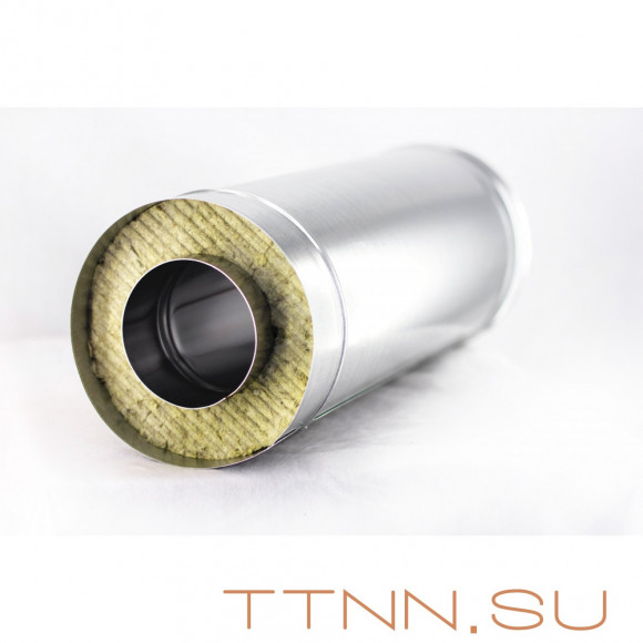 Труба дымохода Сэндвич 0,5 метра нержавейка 1 мм / оцинковка 0,5 мм 250 (внутри) / 350 (снаружи), AISI-304, Керамическая вата (СуперВул)
