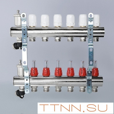 Для отопления VALTEC 1"х7 вых. Евроконус 3/4" с расходомерами в сборе Для отопления VALTEC 1"х7 вых. Евроконус 3/4" с расходомерами в сборе