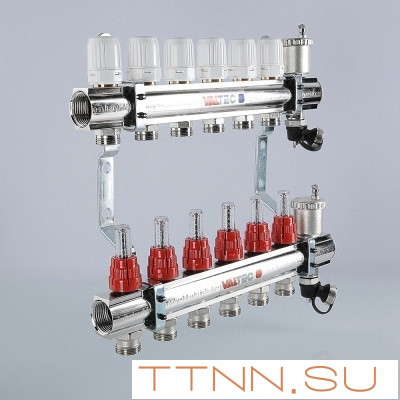 Для отопления VALTEC 1"х8 вых. Евроконус 3/4" с расходомерами в сборе Для отопления VALTEC 1"х8 вых. Евроконус 3/4" с расходомерами в сборе