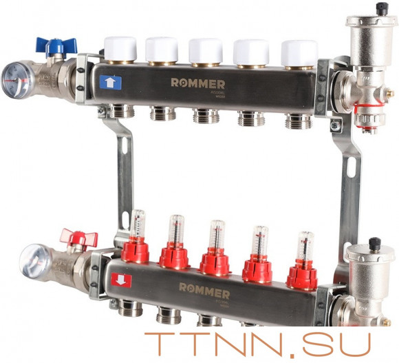 Для отопления Rommer 1"/3/4"x5 с расходомерами (RMS-1210-000005) Для отопления Rommer 1"/3/4"x5 с расходомерами (RMS-1210-000005)