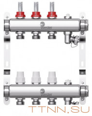 Коллектор для теплого пола Wester 1"-3/4 в сборе с расходомерами на 3 выхода