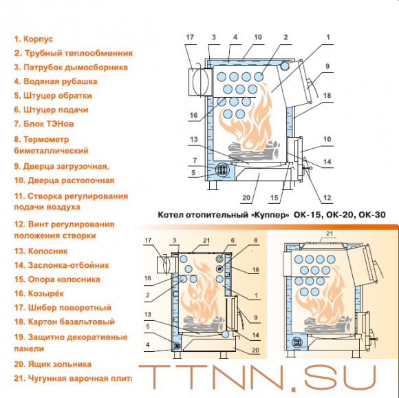 Твердотопливный котел Теплодар КУППЕР 15 ОК (2.0)