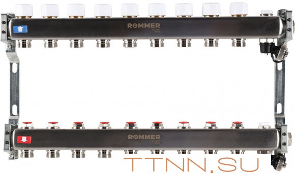 Для отопления Rommer 1"/3/4"x9 с запорными клапанами (RMS-3201-000009) Для отопления Rommer 1"/3/4"x9 с запорными клапанами (RMS-3201-000009)
